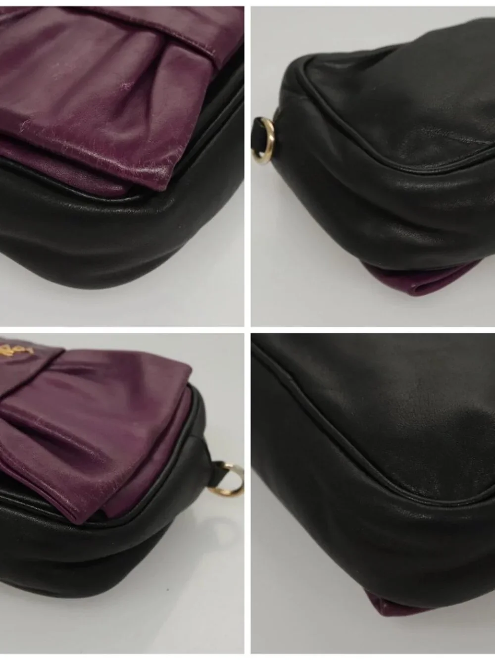 PRADA ribbon Shoulder Bag Leather Purple Gold - Picture 13 of 16